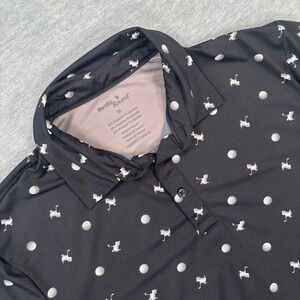 Birdie Bound Mens Performance Golf Polo Shirt Black Dinosaur Golf Ball Print M